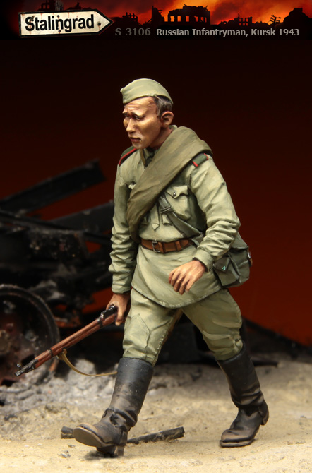 3106 Stalingrad Советский пехотинец, Курск 1943 год (смола) Масштаб 1/35