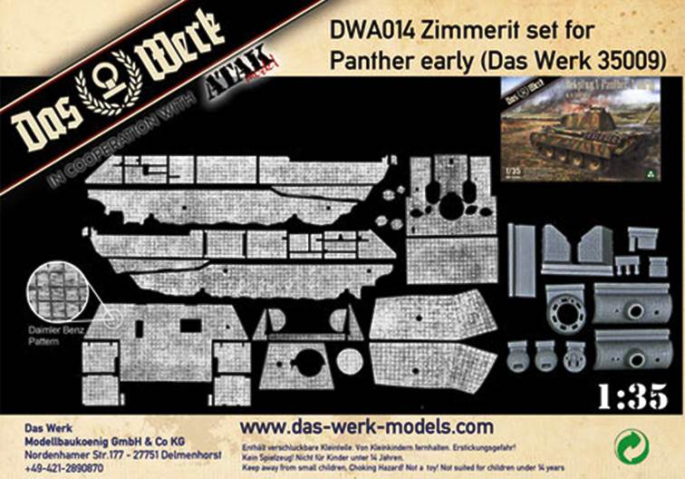 DWA014 Das Werk Zimmerit Set für Panther early (DB pattern) 1/35