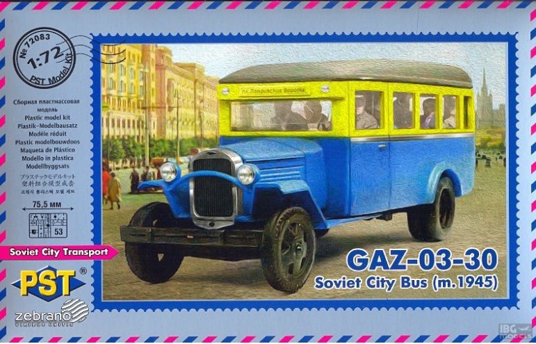 72083 PST Советский автобус ГАЗ-03-30 (1975 г.) 1/72