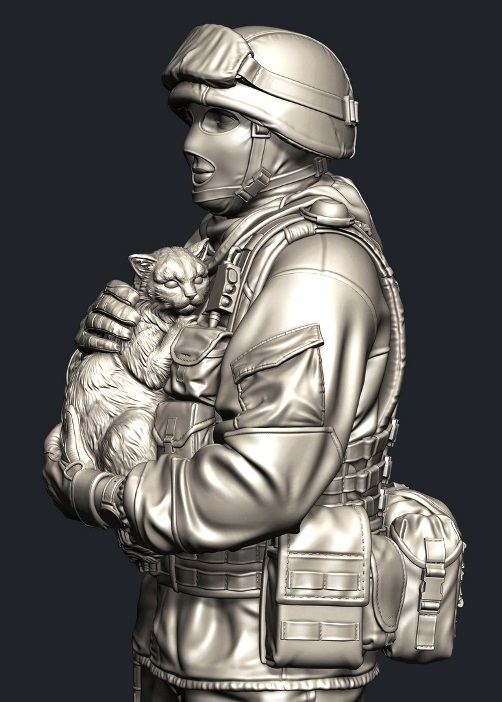 AR35-004 Arkona Miniatures Вежливый человек с котом (современный российский солдат) 1/35
