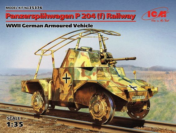 Сборная модель 35376 ICM Германский железнодорожный бронеавтомобиль Panzerspähwagen P 204 (f)  