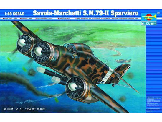 Сборная модель 02817 Trumpeter Итальянский самолет S.M.79-II Sparviero 