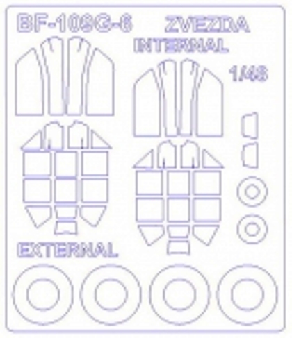 48058-1 KV Models Набор масок для Bf-109 G-6 (Звезда) Масштаб 1/48