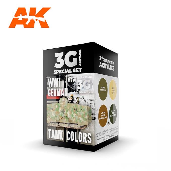 AK11686 AK Interactive Набор красок 3G "Камуфляж германских танков WWI ", 4шт