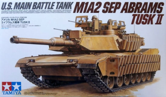 Сборная модель 35326 Tamiya Амер. танк М1А2 Abrams SEP TUSK 2 c 120мм с 2 фигурами 