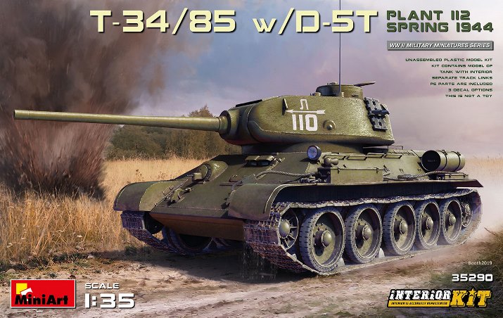 35290 MiniArt Т-34/85 с Пушкой Д-5Т (завод № 112, 1944 год с интерьером) 1/35