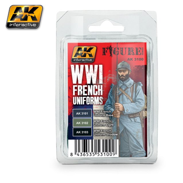 AK3100 AK Interactive Набор красок Униформа французских солдат WWI