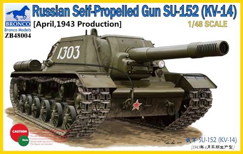 Сборная модель 48004 Bronco 1/48 Russian Self-Propelled Gun SU-152 (KV-14)