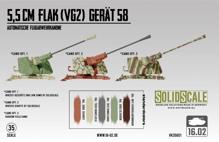 VK35001 16.02 Немецкая пушка 5,5 cm Flak (VG2) Gerat 58 1/35