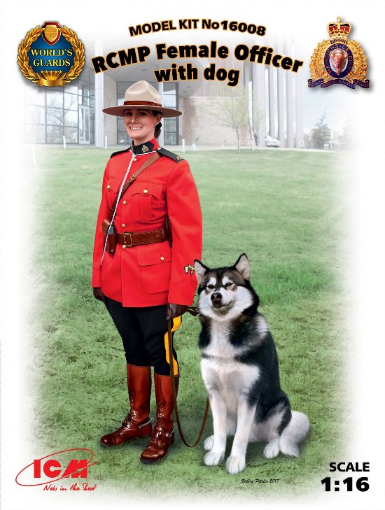16008 ICM Офицер Королевской Канадской Конной Полиции с собакой 1/16