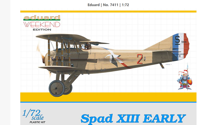 7411 Eduard Самолет-биплан Spad XIII ранний тип (Weekend) 1/48