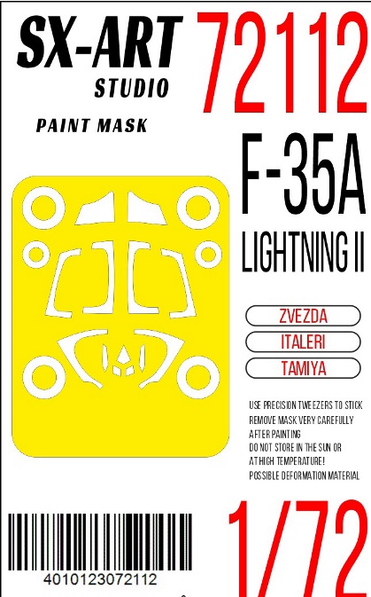 72112 SX-Art Окрасочная маска для F-35A Lightning II (Звезда, Italeri, Tamiya) 1/72