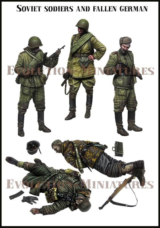 BS-11 Evolution Miniatures Советские солдаты и убитые немецы (5 фигур) 1/35