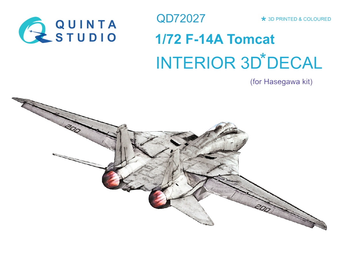 QD72027 Quinta 3D Декаль интерьера кабины F-14A (Hasegawa) 1/72