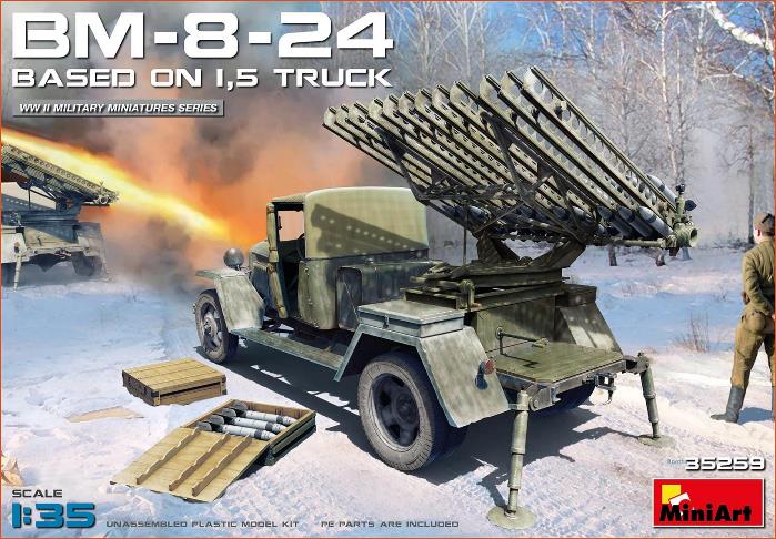 35259 MiniArt Реактивная установка БМ-8-24 на базе 1,5т тягача 1/13