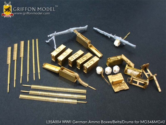 L35A004  Griffon Model WW II German Ammo Boxes/Belts/Drums for MG34&MG42
