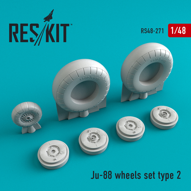 RS48-0271 RESKIT Ju-88 wheels set  type 2 (for Dragon, Hasegawa, ICM, Revell, Special Hobby) 1/48