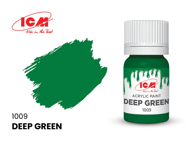 C1009 ICM Акриловая краска Темно-зеленый (Deep Green) 12мл