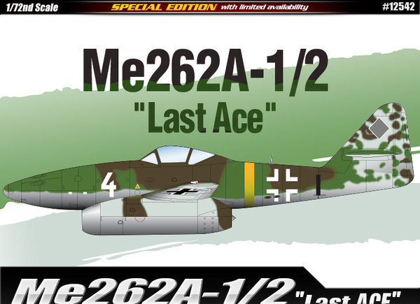 12542 Academy Немецкий истребитель Messerschmitt Me 262 A-1/2 "Last Ace" 1/72