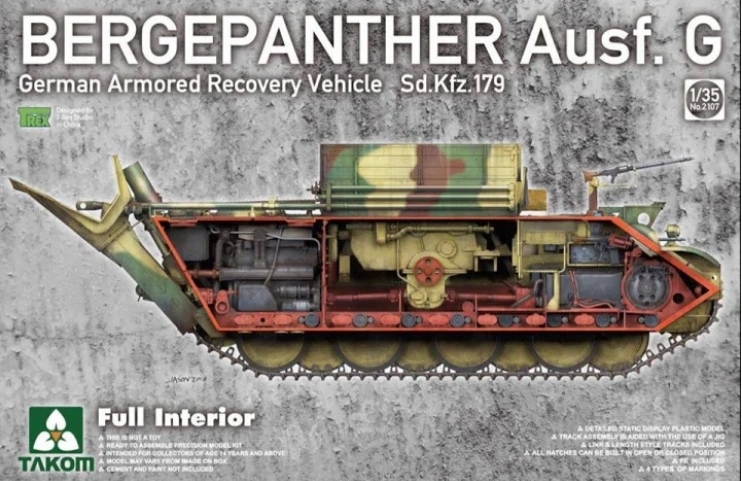 2107 Takom Bergepanther Ausf.G German Armored Recovery Vehicle Sd.Kfz.179 w/full interior kit  1/35