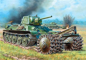 Сборная модель 3580 Звезда Советский танк Т-34/76 с минным тралом 