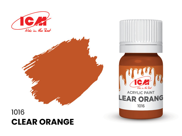 C1016 ICM Акриловая краска Прозрачный оранжевый (Clear Orange) 12мл