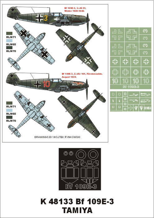 K48133 Montex  Super Mask Bf 109E-3 (TAMIYA) 1/48