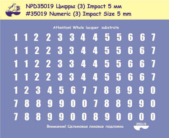 NPD35019 New Penguin Декали Цифры Impact высота 5мм Масштаб 1/35
