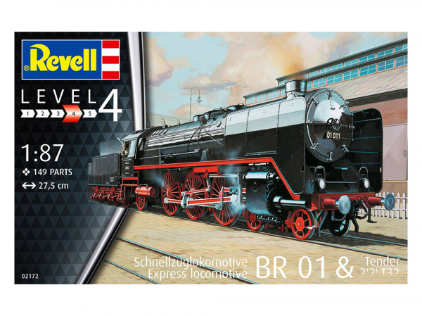 02172 Revell Скоростной паровоз Express Locomotive BR01 & Tender 2'2' T32 1/87