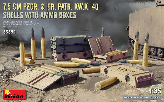 35381 MiniArt Ящики со снарядами для орудия 7.5 cm Pzgr. & Gr. Patr. Kw.K. 40 1/35