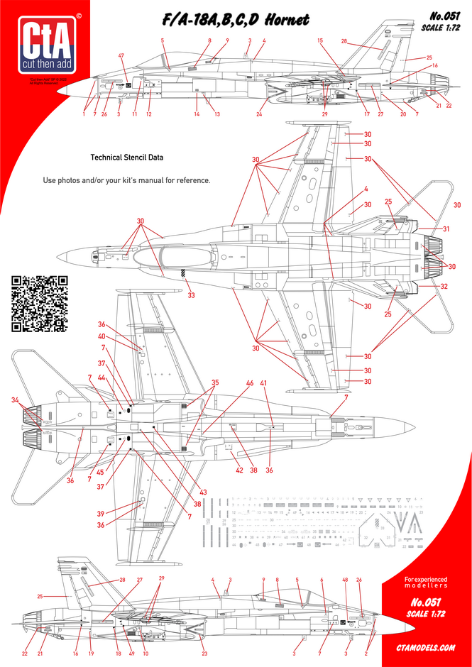 CTA-051 CtA F/A-18A, B, C, D Hornet - Technical Stencil Data 1/72