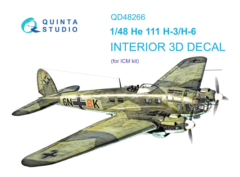 QD48266 Quinta 3D Декаль интерьера кабины He 111H-3/H-6 (ICM) 1/48