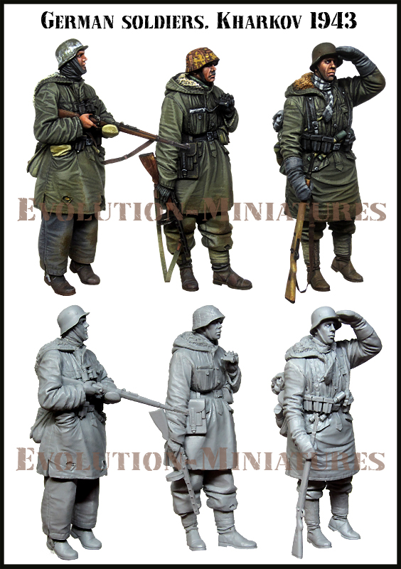 EM35223 Evolution Miniatures Германские солдаты, Харьков 1943г. (3 фигуры) 1/35