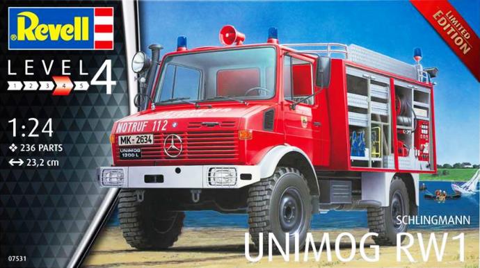 07531 Revell Пожарная машина Schlingmann Unimog RW1 1/24