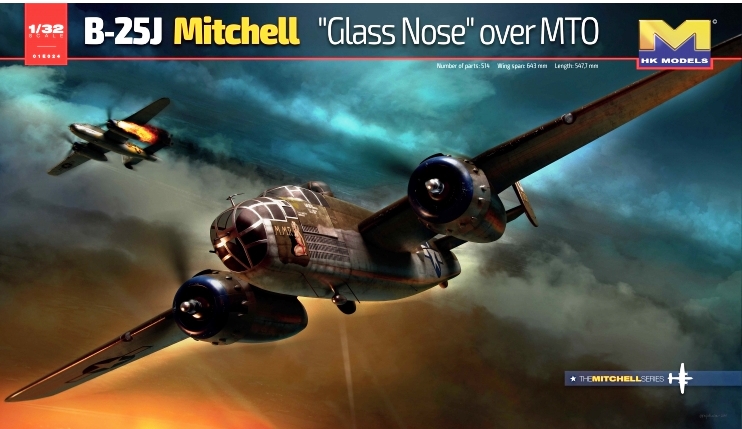 01E024 HK models Американский бомбардировщик B-25J Mitchell Glass Nose over (MTO) 1/32
