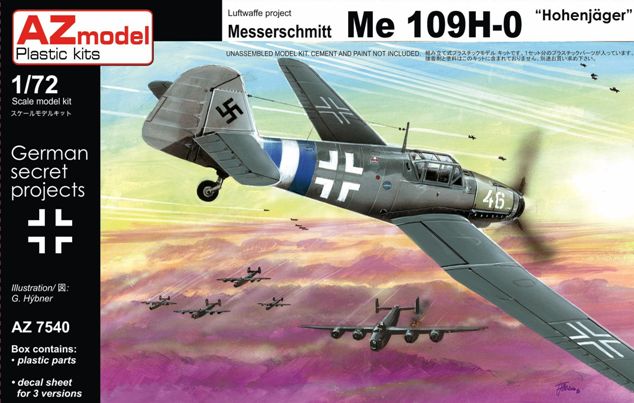 7540 AZmodel Самолет Messerschmitt Me 109H-0 "Hohenjager" 1/72
