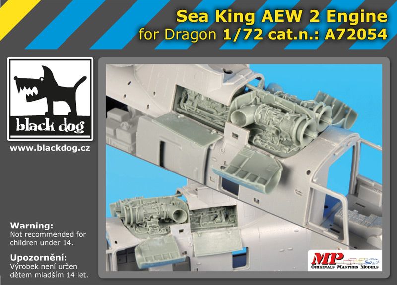 A72054 Black Dog Набор аксессуаров из смолы для Sea King AEW 2 (двигатель) 1/72