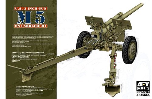 Сборная модель 35S64 AFV-Club U.S.3 Inch Gun M5 On Carriage M1