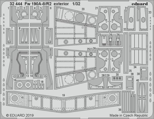 32444 Eduard Набор фототравления для Fw 190A-8/R2 Экстерьер (Revell) 1/32