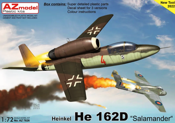 7826 AZmodel Немецкий истребитель He 162D "Salamander" 1/72