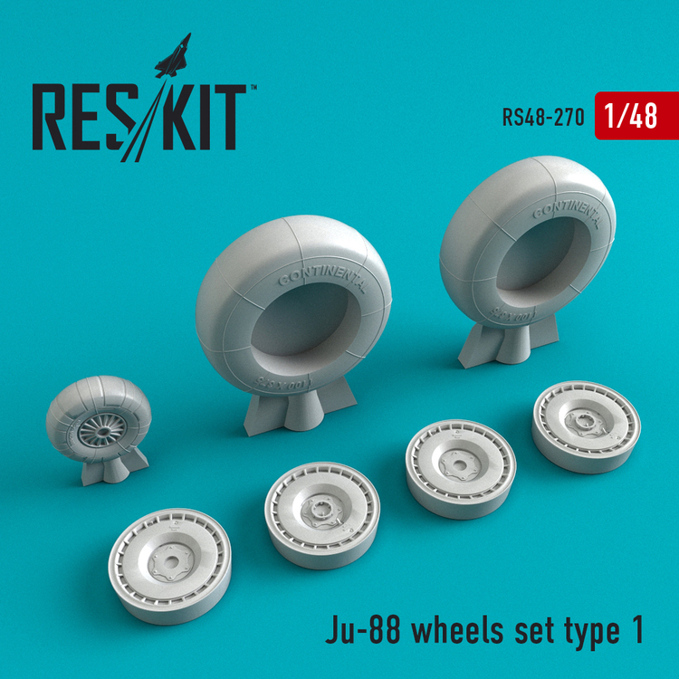 RS48-0270 RESKIT Ju-88 wheels set  type 1 (for Dragon, Hasegawa, ICM, Revell, Special Hobby) 1/48