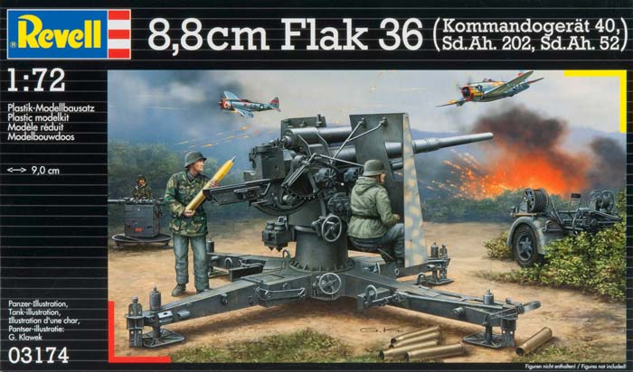 Сборная модель 03174 Revell Немецкая пушка "8,8 cm Flak 36 mit Sd.Ah. 202" 
