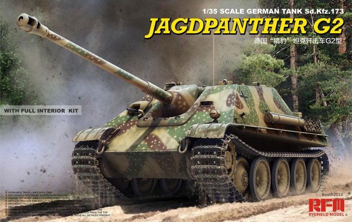 5022 RFM Самоходное орудие Jagdpanther G2 с интерьером и рабочими траками 1/35