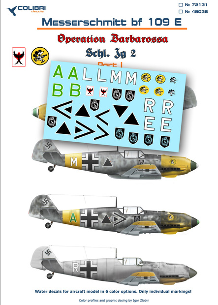 48036 Colibri Decals Декали Bf-109 E (Schl)/LG 2  (Operation Barbarossa) Part I 1/48