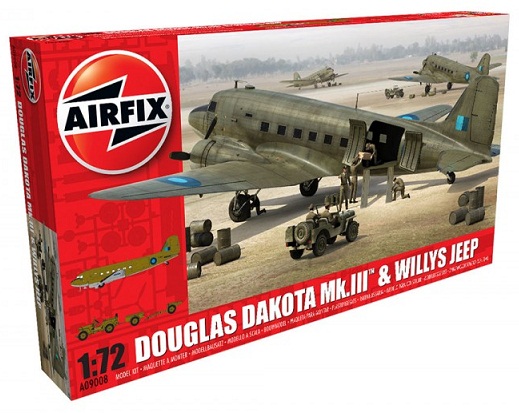 A09008 Airfix Самолет Douglas Dakota MkIII и джип Willys 1/72