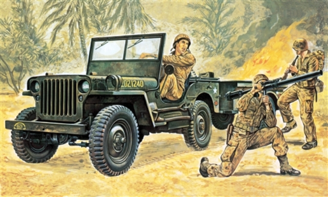 0314 Italeri Автомобиль Willys MB Jeep с прицепом 1/35