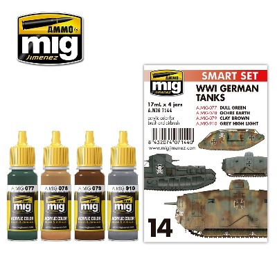 AMIG7144 AMMO MIG JIMENEZ Набор красок Германские танки WWI (4 краски)