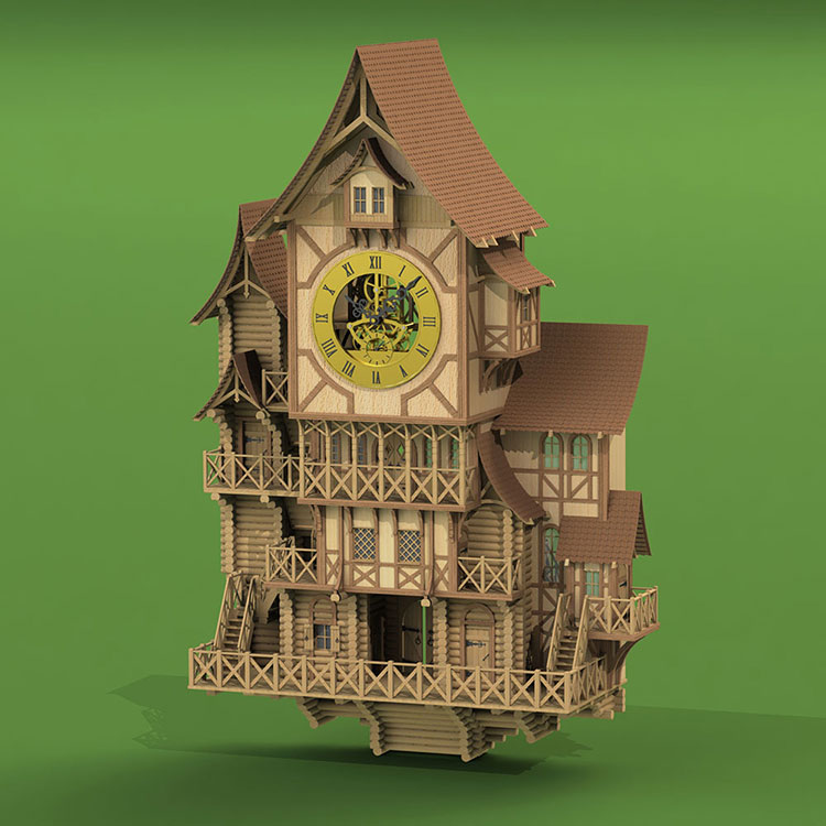7006 СВ Модель Часы деревянные "Башня Эльфов"