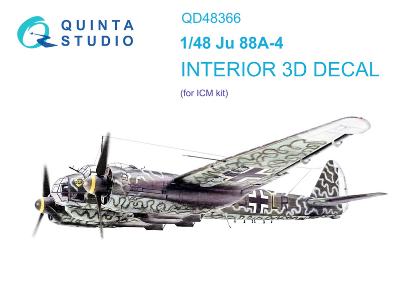 QD48366 Quinta3D Декаль интерьера кабины Ju 88A-4 (ICM) 1/48
