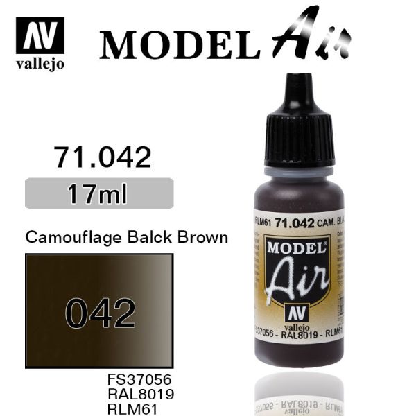 V-71042 Vallejo Краска Model Air Камуфляжная черно-коричневая 17 мл